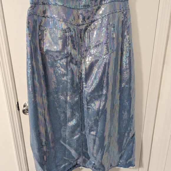 Anthropologie Denim Sequin Skirt - Picture 7 of 8